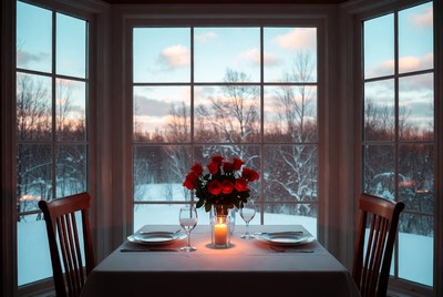Cozy winter dinner setup