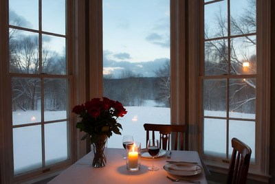Romantic dinner with winter view