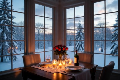 Romantic winter dinner setting
