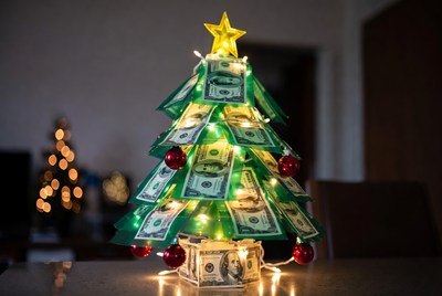 Creative money tree decoration for holidays