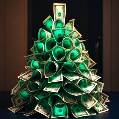 Money tree made of cash