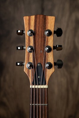 Beautiful acoustic guitar headstock detail