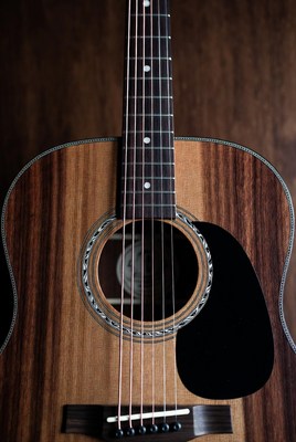 Beautiful acoustic guitar close-up