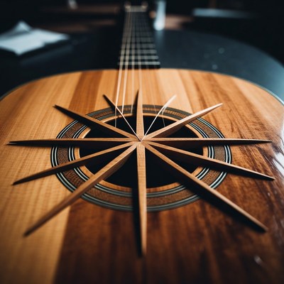 Close-up of an acoustic guitar design