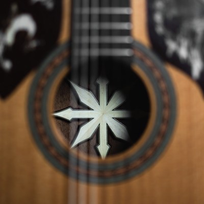 Close-up of guitar soundhole design