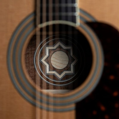 Intricate design of a guitar neck