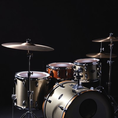 Drum kit on black background