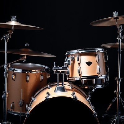 Elegant drum set against dark background