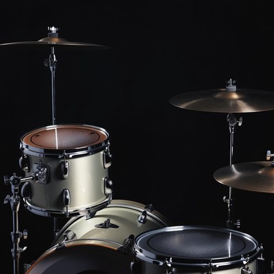 Drum set on stage with spotlight