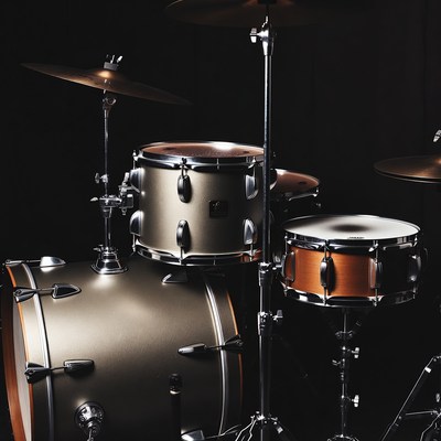 Drum set in dramatic lighting