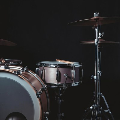 Drums in studio setup for recording