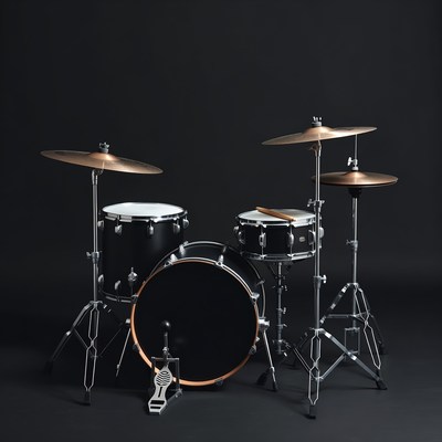 Black drum set on dark background