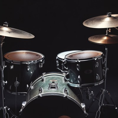 Drums in dark studio setting