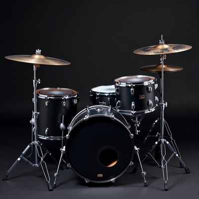 Black drum set on dark background