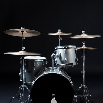 Modern drum set in black backdrop