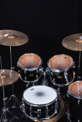 Black drum set on display