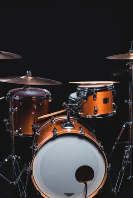 Drum set in studio setting
