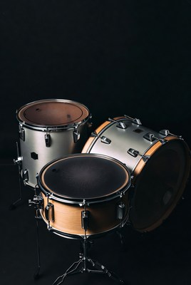 Drum set on black background