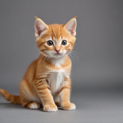 Cute orange striped kitten posing