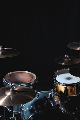 Drums in a dark setting
