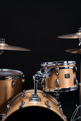 Drum set on black background