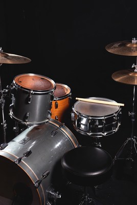 Drummer's gear set up in studio