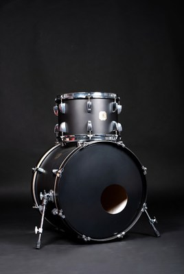 Drum kit on black background