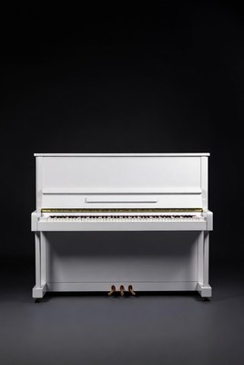 Elegant white piano on dark background