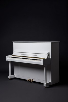 Elegant white piano on black background