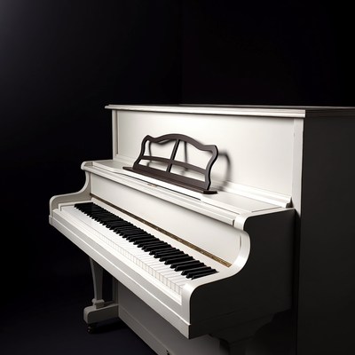 Elegant white piano in soft light