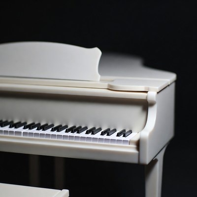 Elegant white piano on display