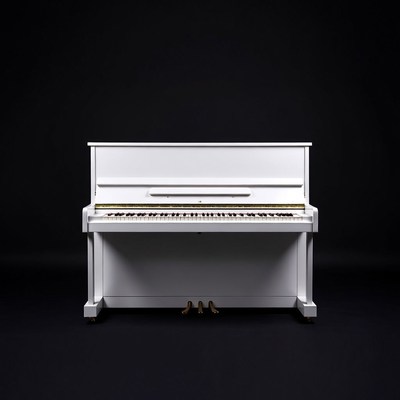 Elegant white piano on dark background