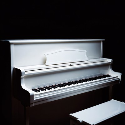 Elegant white piano in studio setting