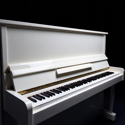 Elegant white piano in spotlight