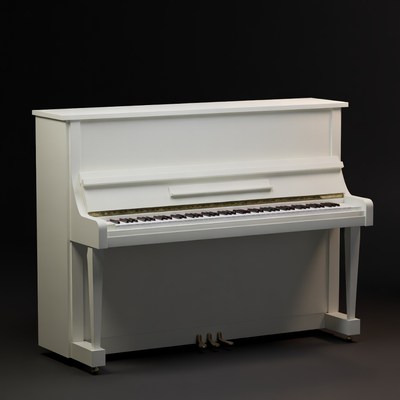 Elegant white upright piano strikingly designed