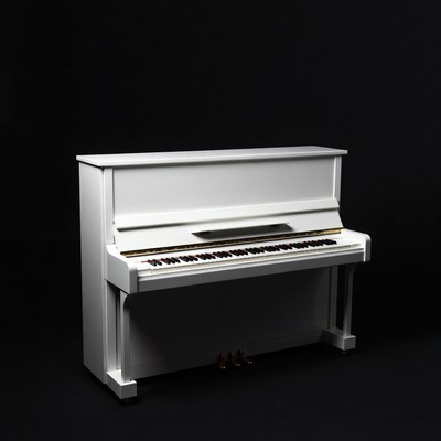 Elegant white piano against black background