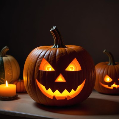 Halloween pumpkin with eerie glow