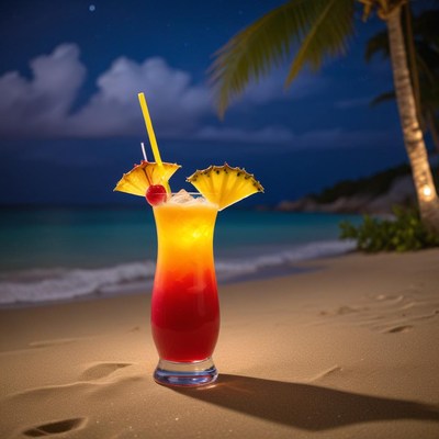 Tropical cocktail on the beach