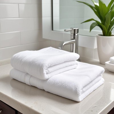 Fluffy towels in a modern bathroom