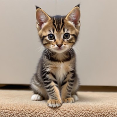 Cute kitten sitting on carpet