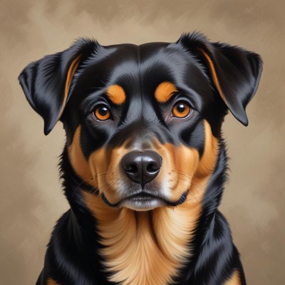 Rottweiler portrait with warm background