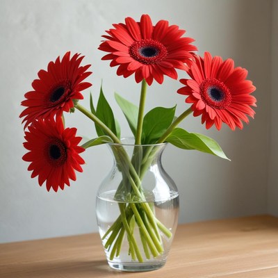 Bright red flowers in a vase