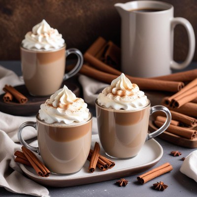Warm drinks with cinnamon and cream