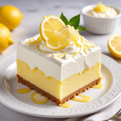 Delicious lemon dessert with whipped cream