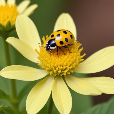 Ladybug on yellow flower