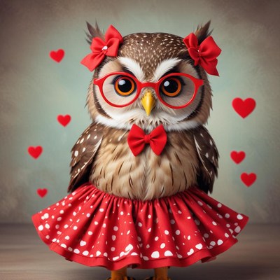 Celebratory owl in red attire