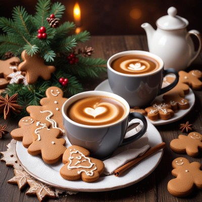 Cozy coffee and gingerbread treats
