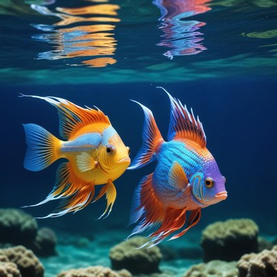 Vibrant fish swimming in coral reef
