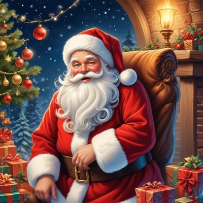 Santa claus by the fireplace