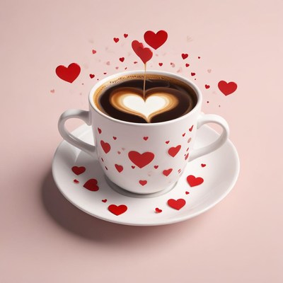 Heart-shaped latte art in coffee